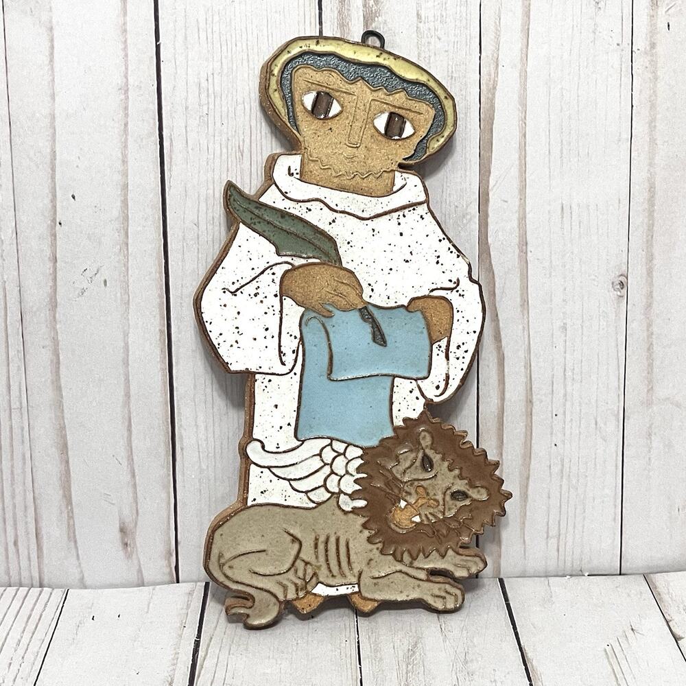 Saint Andrew's Abbey Ceramics St. Mark Evangelist Plaque Made in America 9"